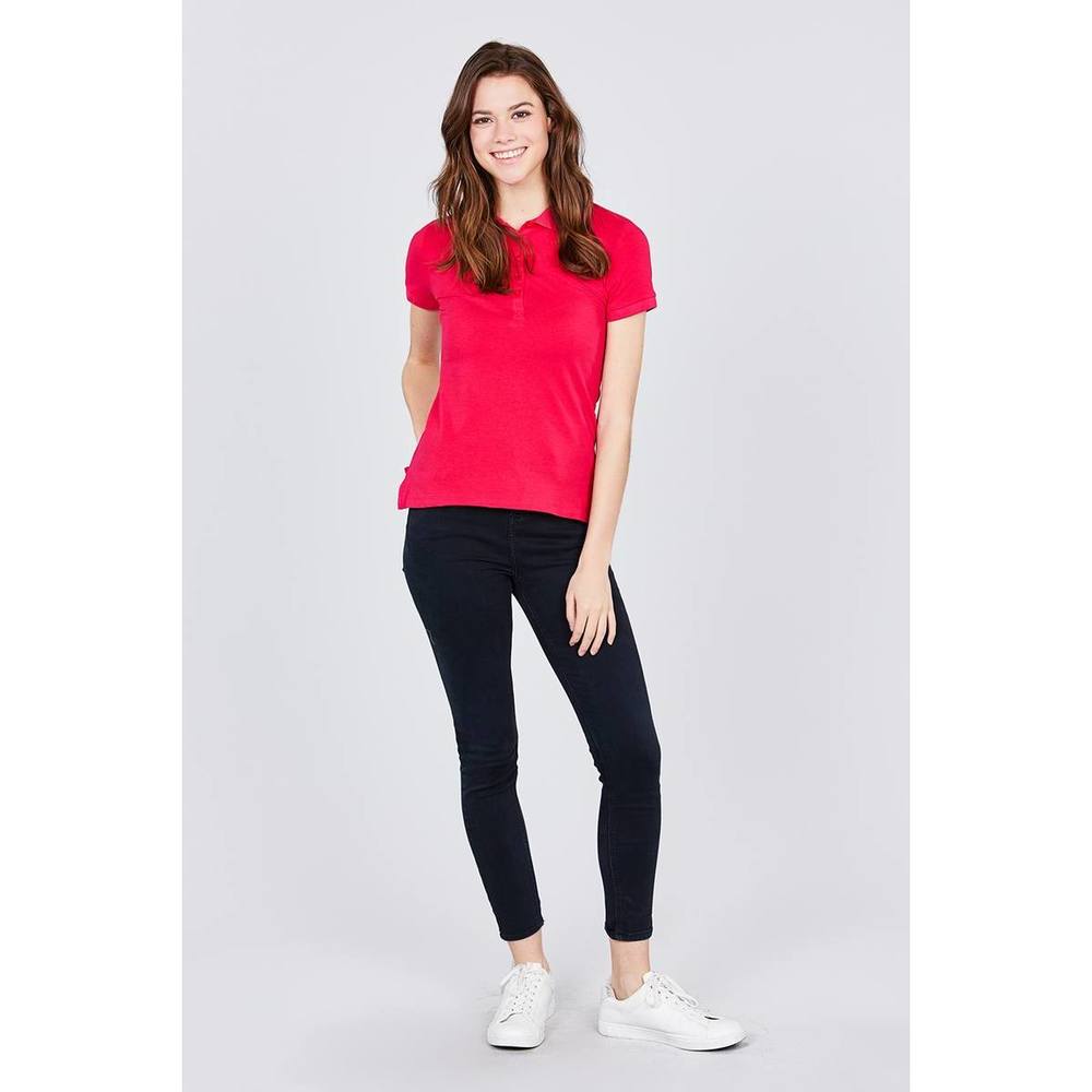 Classic Jersey Spandex Polo Top - Picture 2 of 6
